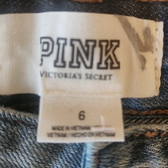 PINK Victoria's Secret Blue  and metallic Silver Jean Shorts - Picture 3 of 6